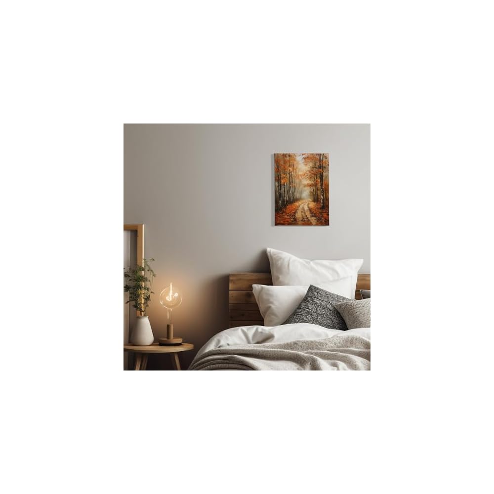 Fall Vintage Landscape Wall Art Decor Canvas, Fall Autumn Vintage Rustic Moody Pictures Wall Decor Decorations Art for Living Room Home, Vintage Framed Canvas Artwork for Walls Wall Decor 11x14 inch