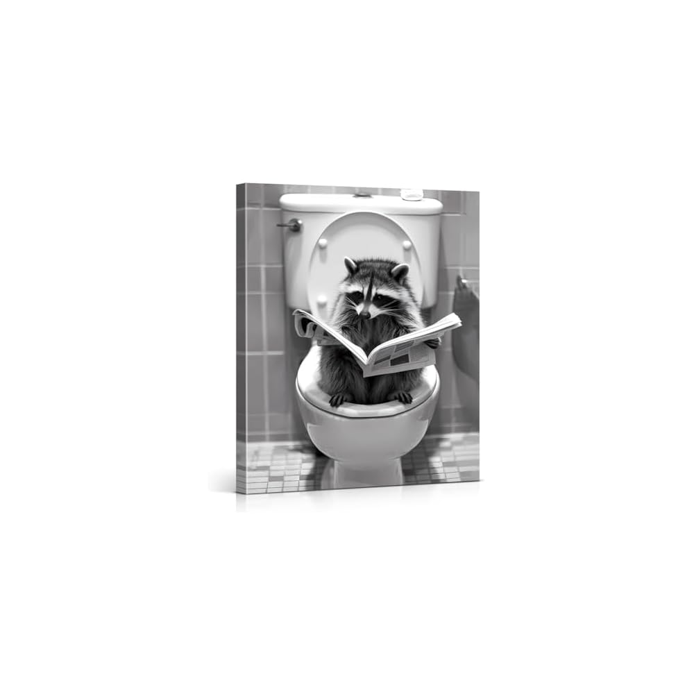 Funny Trendy Girl Bathroom Wall Art Girl on Toilet Picture Funny Restroom Poster Artwork Bathroom Wall Decor Black and White 8X10 Inches