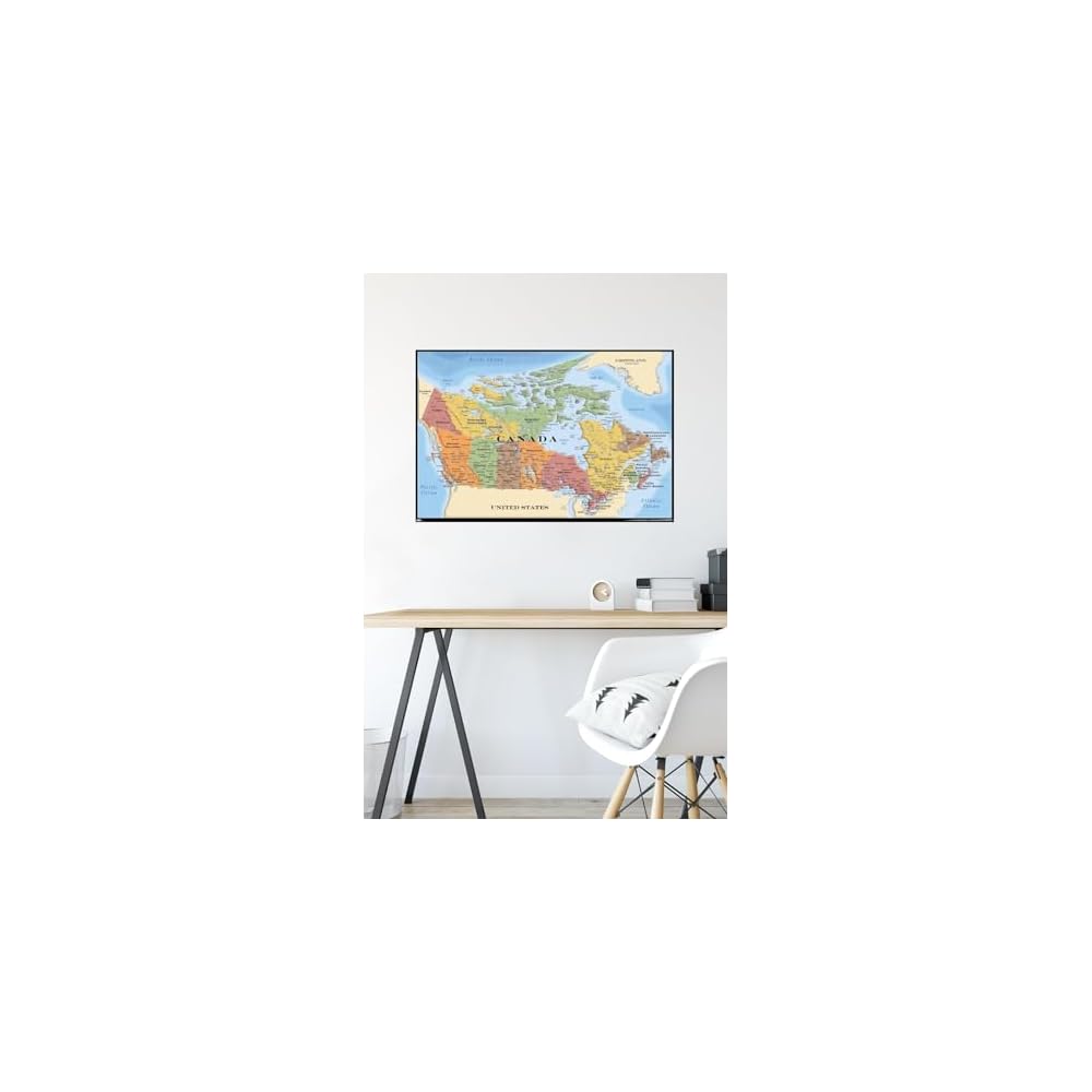 Canada Map Wall Poster 22.375" x 34", Kids Room