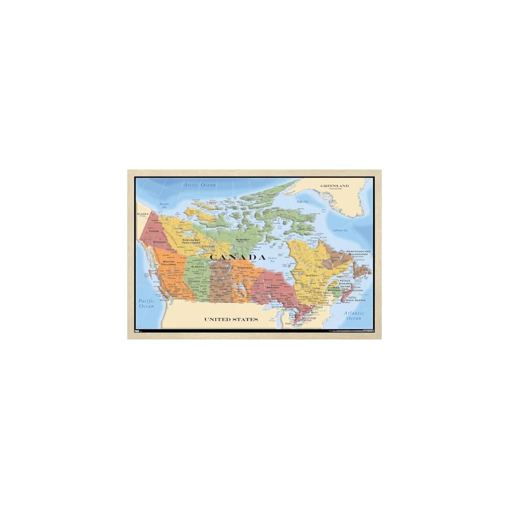 Canada Map Wall Poster 22.375" x 34", Kids Room