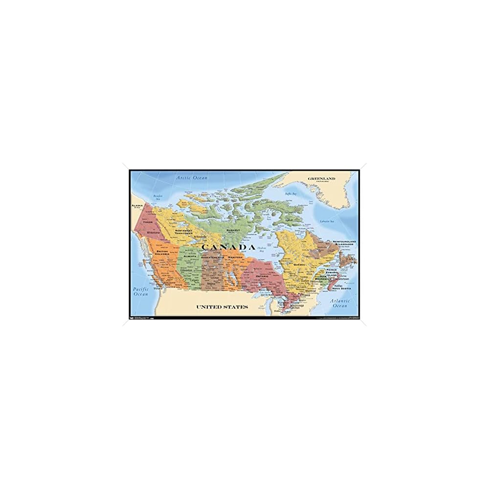 Canada Map Wall Poster 22.375" x 34", Kids Room