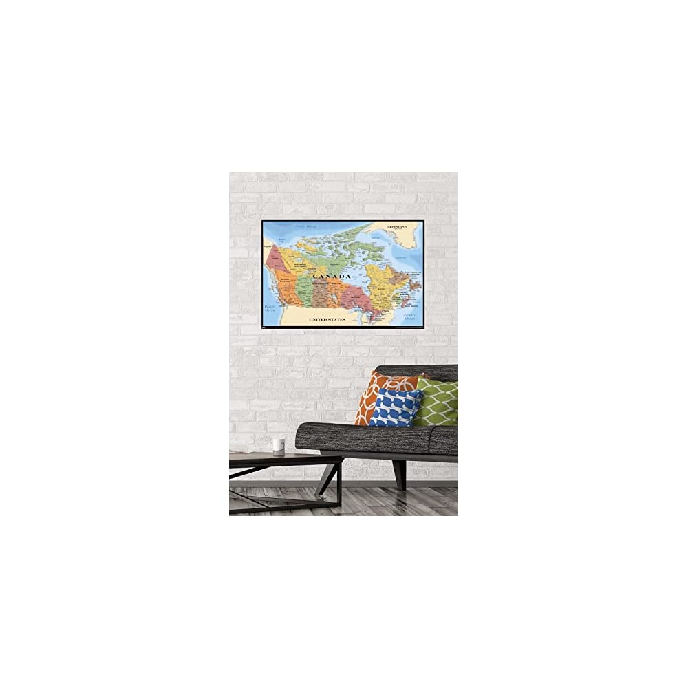 Canada Map Wall Poster 22.375" x 34", Kids Room