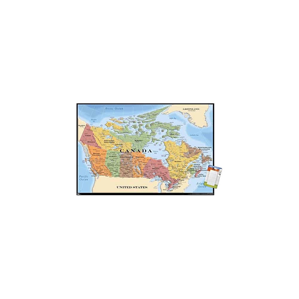 Canada Map Wall Poster 22.375" x 34", Kids Room
