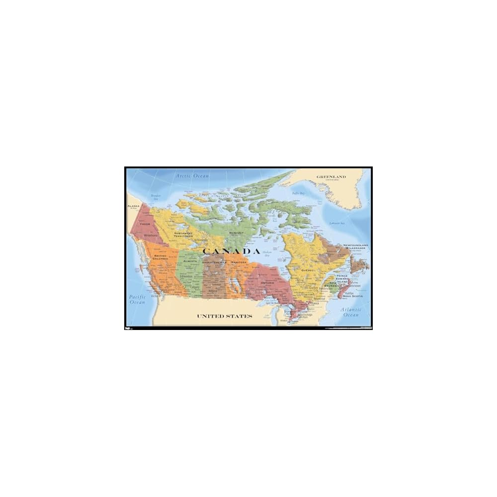 Canada Map Wall Poster 22.375" x 34", Kids Room