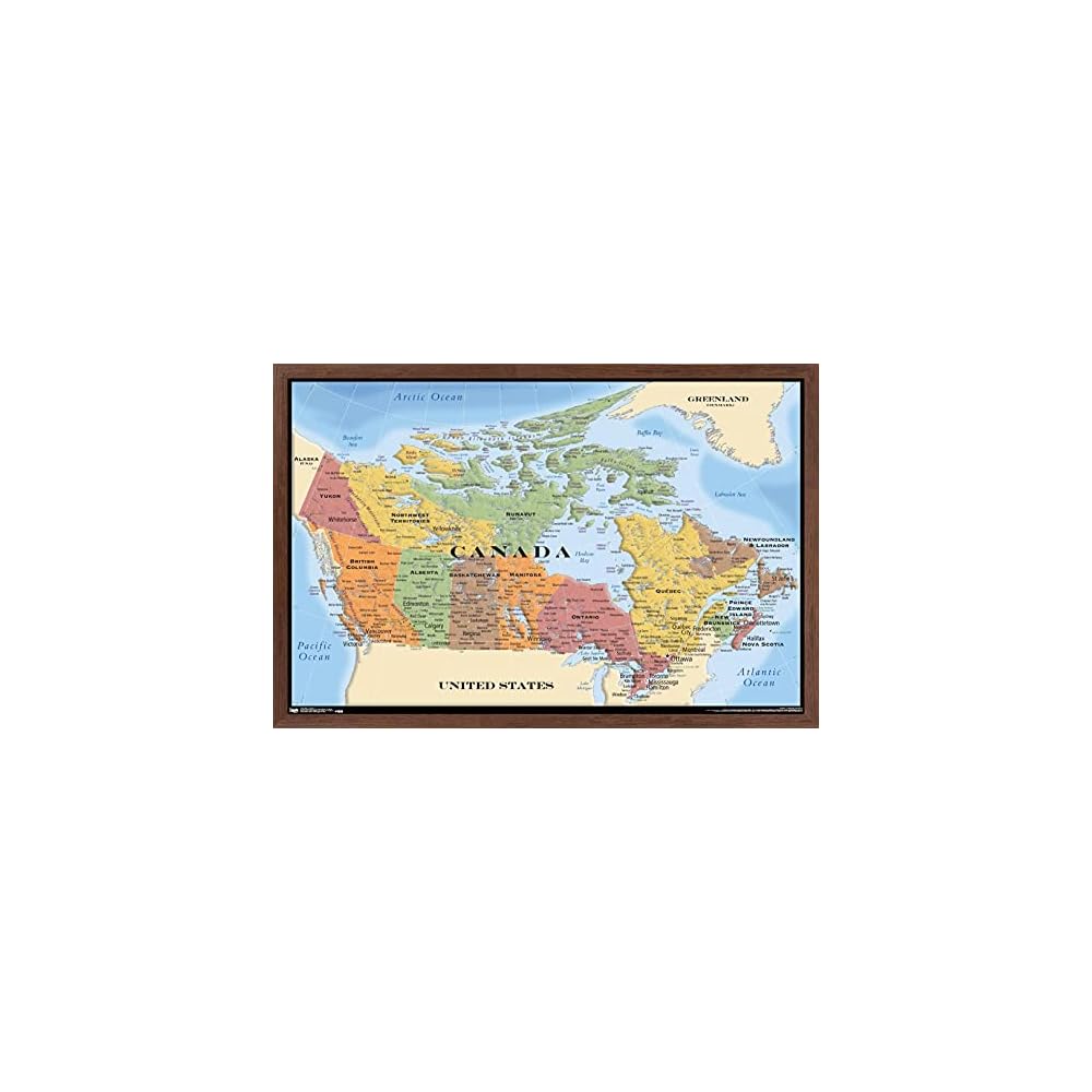 Canada Map Wall Poster 22.375" x 34", Kids Room