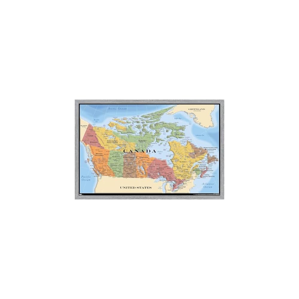 Canada Map Wall Poster 22.375" x 34", Kids Room