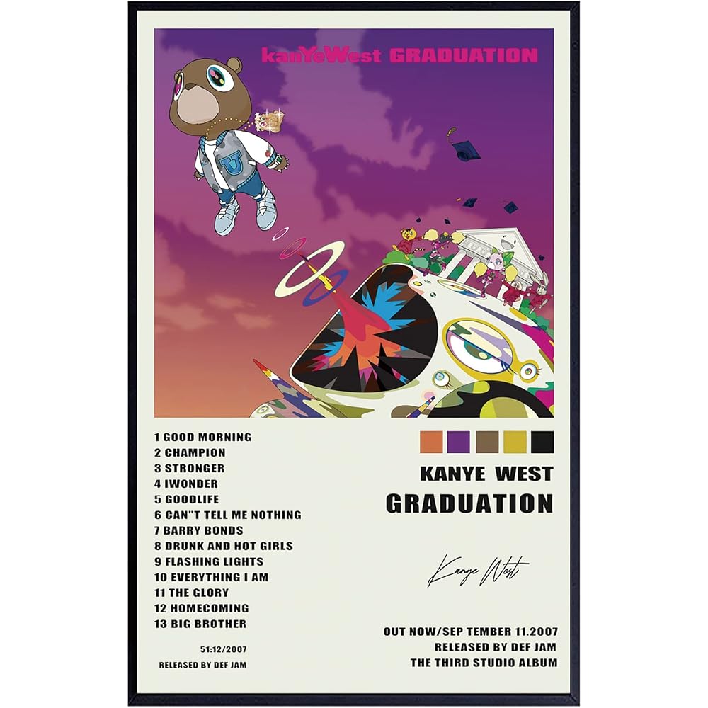 Kerry Kanye Graduation Art Poster - Signed Limited Edition Album Cover - Matte Frameless Gift - 11 x 17 inch (28cm x 43cm)