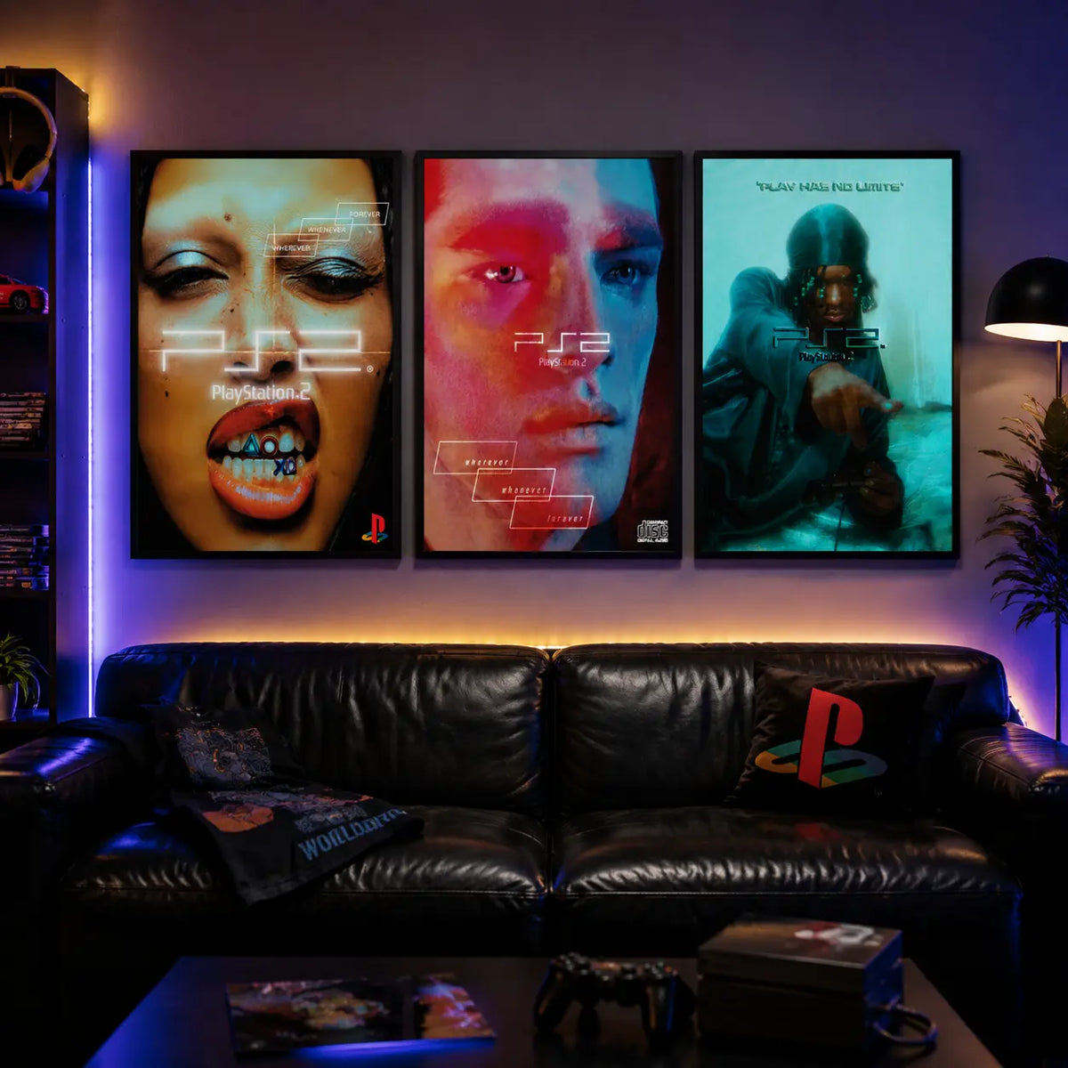Y2K Futuristic Wall Art Abstract Portrait Canvas Print Retro Digital Artwork Cyber Aesthetic Decor for Bedroom Gaming Room Apartment