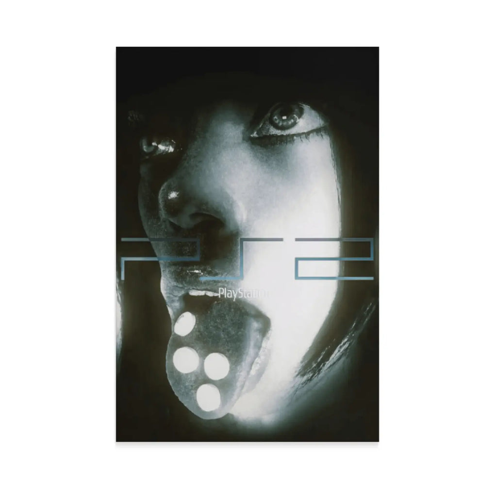 Y2K Futuristic Wall Art Abstract Portrait Canvas Print Retro Digital Artwork Cyber Aesthetic Decor for Bedroom Gaming Room Apartment